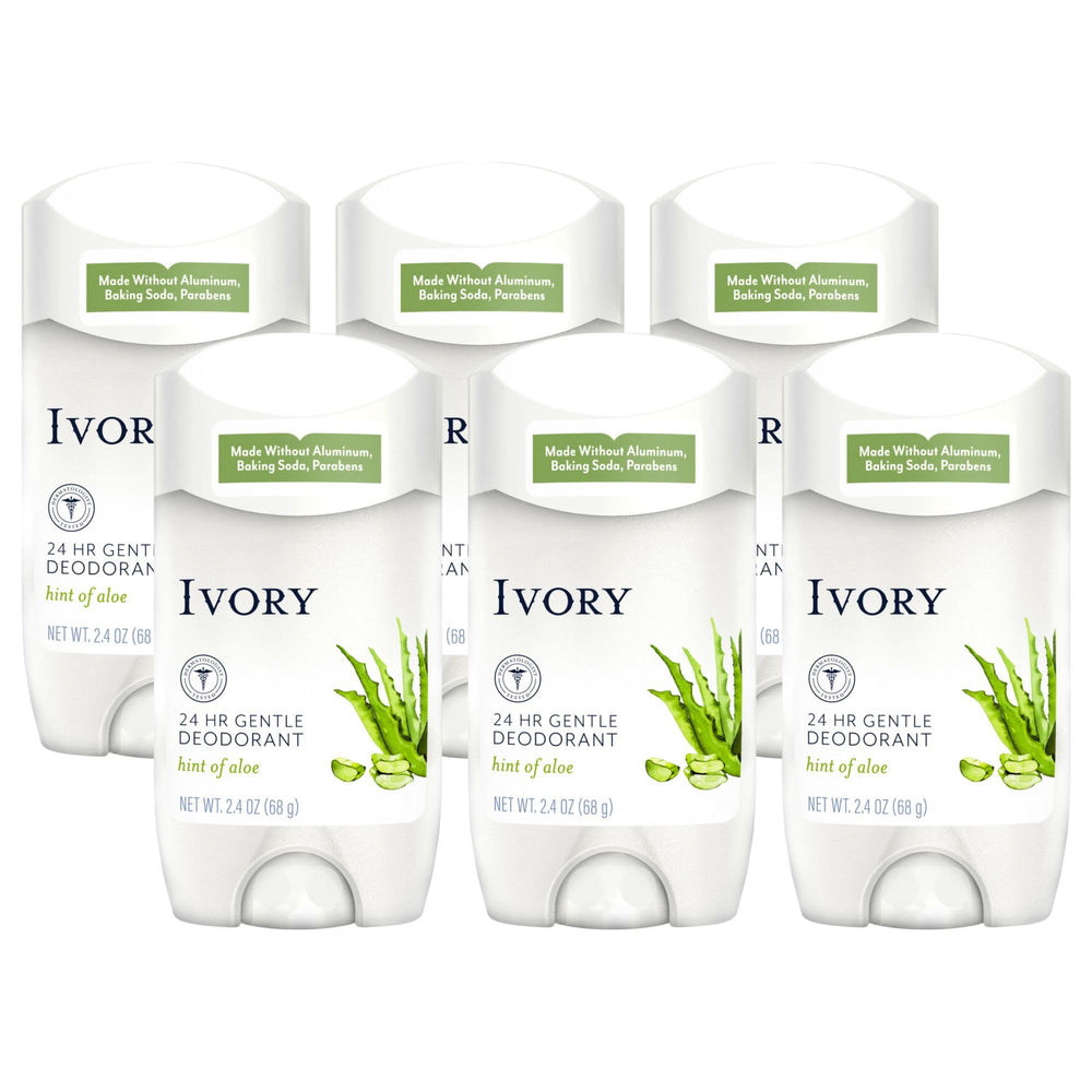 Ivory déodorant sans aluminium en pack de 6, option pratique pour la maison.