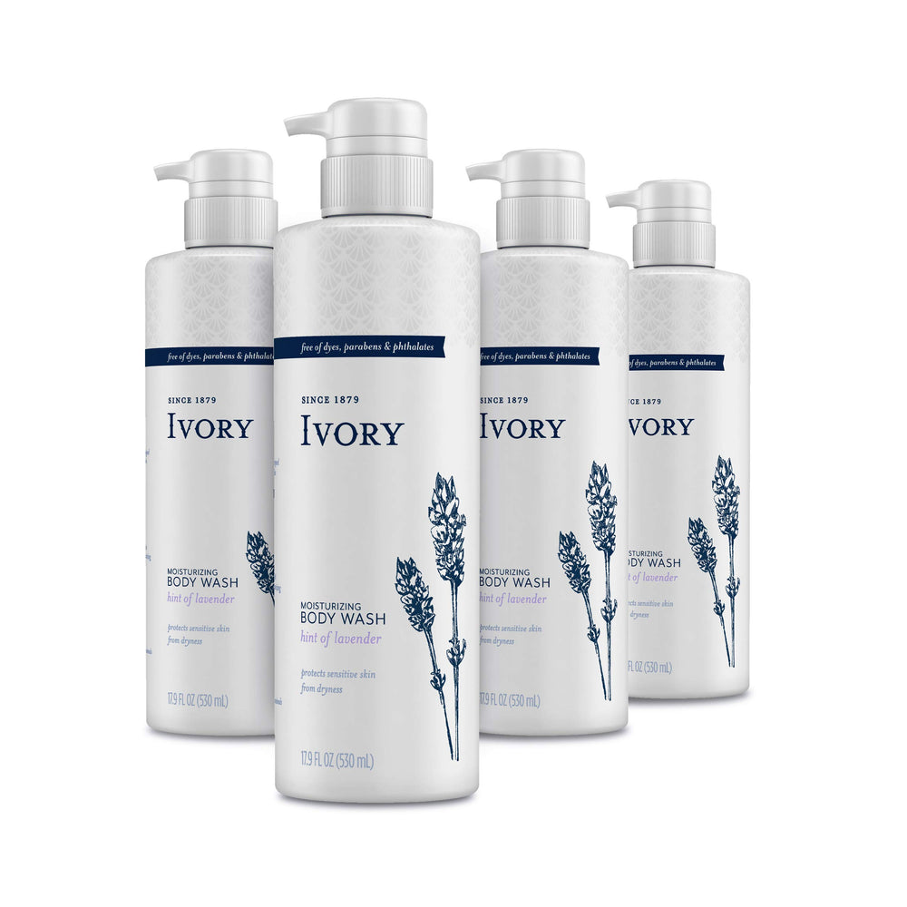 Ivory gel douche sensibilité lavande 4-pack: hydratation douce pour peaux sensibles.