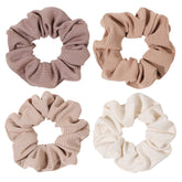Ivyu Scrunchies coton brun ensemble 4 pièces, pratique et polyvalent.