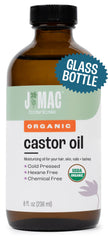 Huile de castor J M A C B O T A N I C A L S purifiée, pressée à froid, flacon verre 8 oz