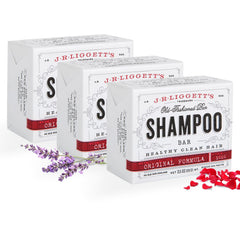 Barre shampoing originale J.R. Liggett's, facile à manier pour cheveux propres et frais.