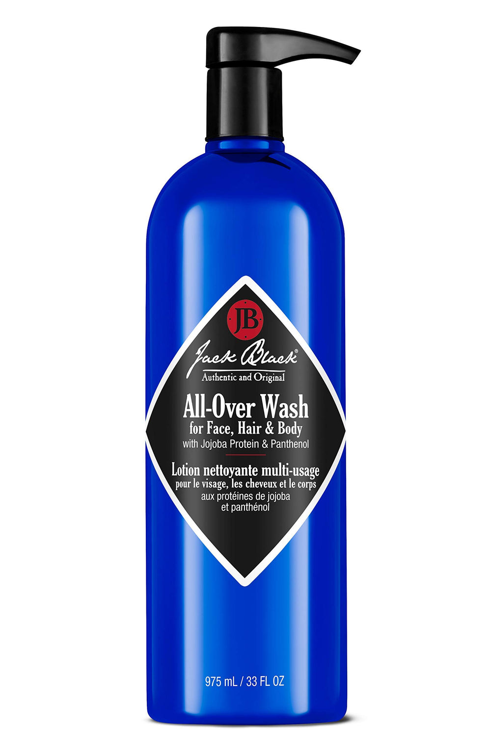 Jack Black All-Over Wash : bouteille visible, nettoie visage et corps en douceur.