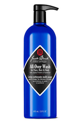 Jack Black All-Over Wash : bouteille visible, nettoie visage et corps en douceur.