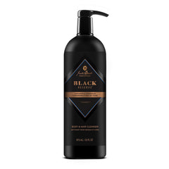 Jack Black Black Reserve: bouteille Cardamome et Cèdre, soin à double usage pour corps et cheveux.
