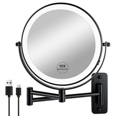 Miroir JANEEVA 8 pouces éclairé, vue générale du visage pour le maquillage.