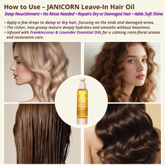 JANICORN Soin cheveux anti-frisottis – contrôle des mèches rebelles avant coiffage.