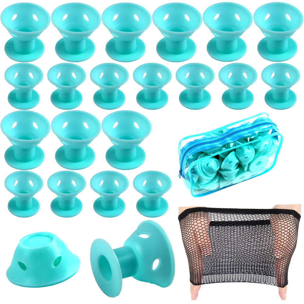 JANYUN ensemble 40 pièces de rouleaux cheveux cyan pâle pour coiffage sans chaleur