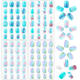 Ongles JANYUN queue-poisson bleu : pose rapide et ludique pour enfants