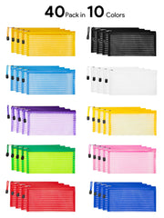 Poche mesh zippée JARLINK bleu clair pour câbles et accessoires.