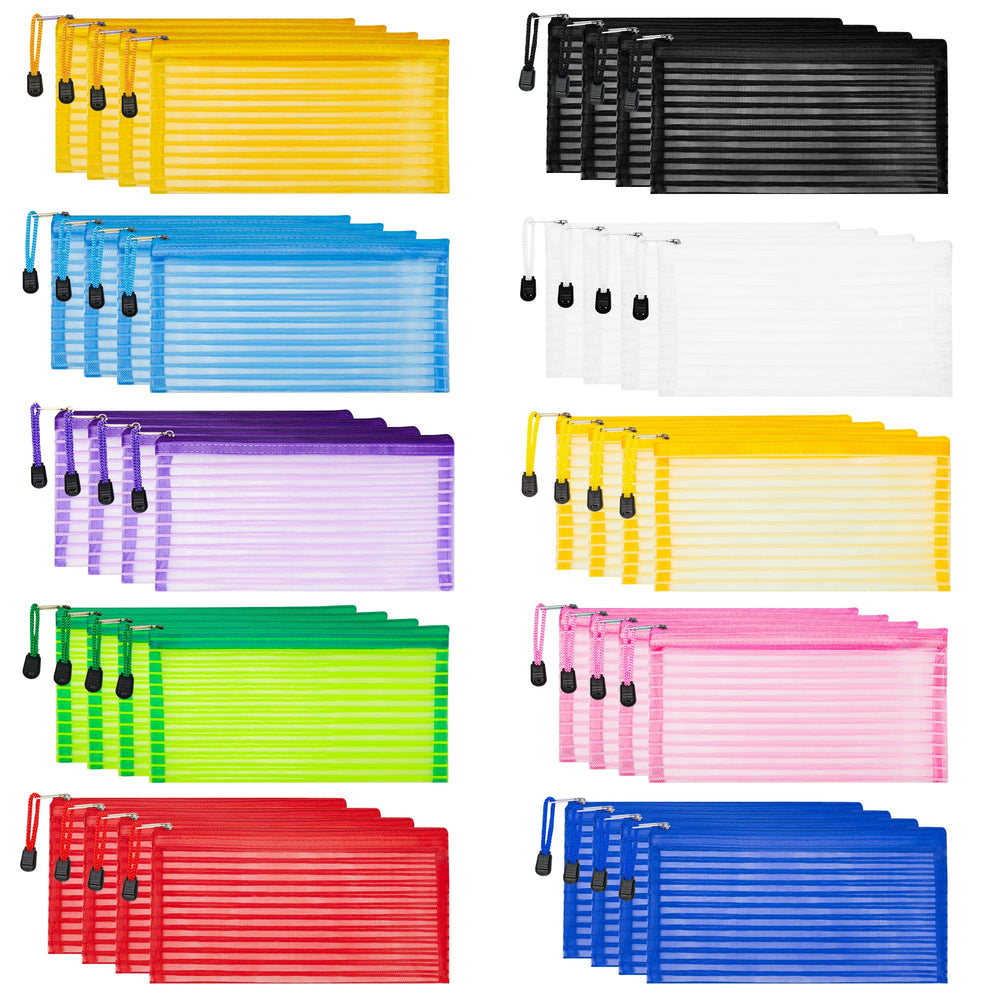 Poche mesh zippée JARLINK rouge pour organiser stylos et petits accessoires.