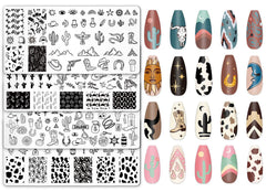 JarThenaAMCS plaques western cowgirl pour stamping précis sur ongles