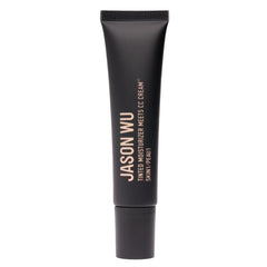 Swatches of Jason Wu Tinted Moisturizer in 12 shades for diverse skin tones.
