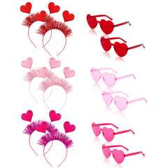 Bandeau cœur pailleté rouge JATEBI, style romantique Saint‑Valentin.