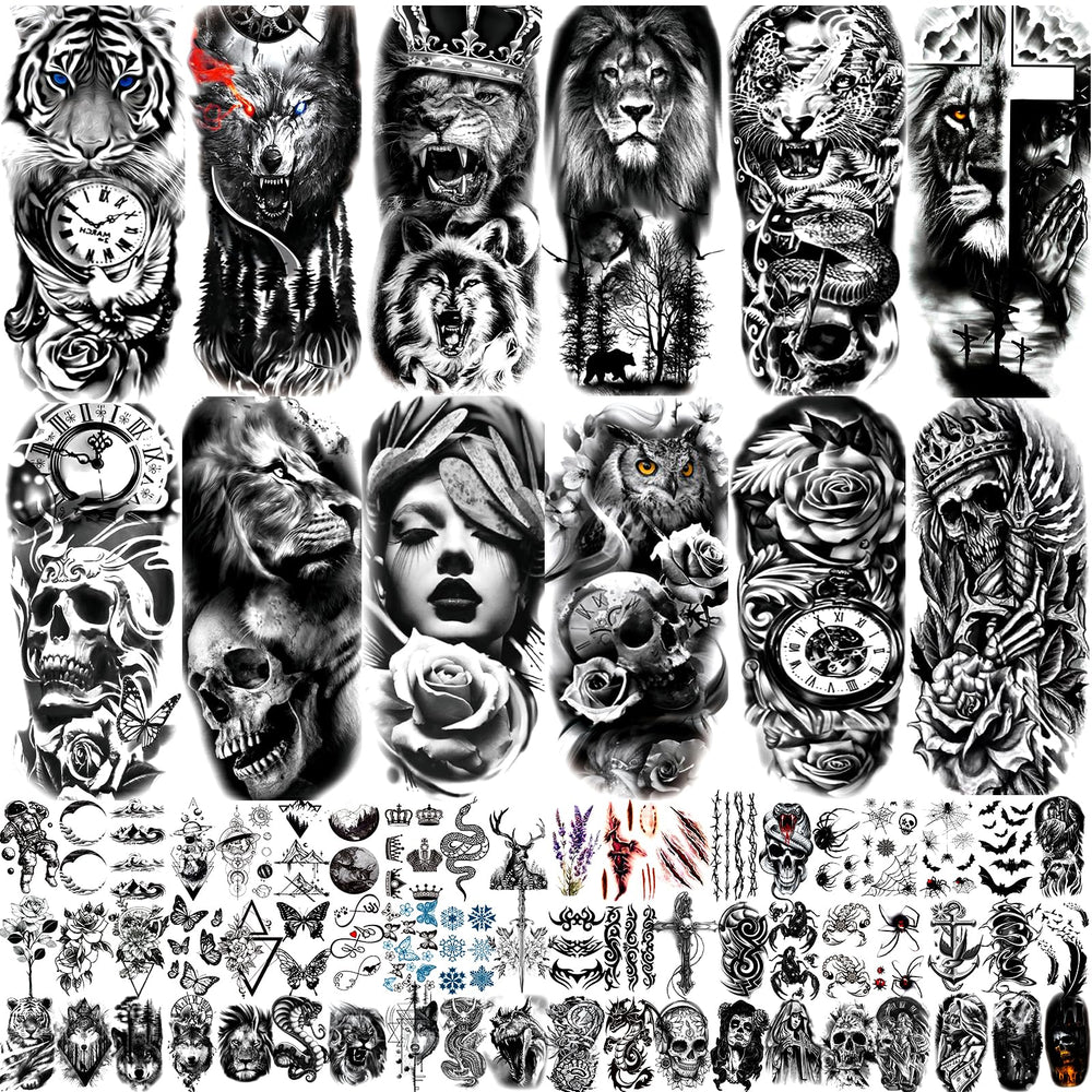 JEEFONNA tatouages temporaires 82 feuilles, demi-manche, pour looks audacieux et rapides.