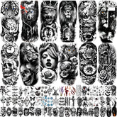 JEEFONNA tatouages temporaires 82 feuilles, demi-manche, pour looks audacieux et rapides.