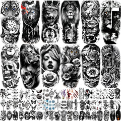 JEEFONNA tatouages temporaires 82 feuilles, demi-manche, pour looks audacieux et rapides.