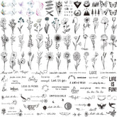 Tatouages temporaires JEEFONNA : ensembles floraux réalistes, parfaits pour fêtes et occasions.