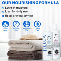 Flacon crème de traitement Jellua Squidink pour cheveux revitalisés.