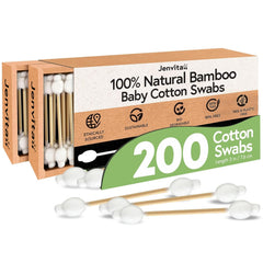 Jenvita pack de bâtonnets oreilles en bambou 200 pièces, nettoyage doux et sûr