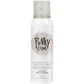 Punky de Jerome Russell spray paillettes argent pour cheveux et corps, éclat festif.