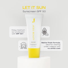 Let it Sun SPF50+ fini mattifiant sans trace blanche sur la peau.