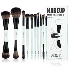Pinceaux Jessup ensemble 10 pièces pour visage et yeux, fini élégant et application précise.