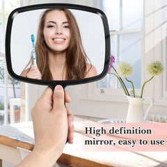 Miroir à main Jetec noir, poignée antidérapante pour maquillage précis.