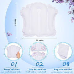 Jetec oreiller bain gonflable avec housse terry pour plus de douceur.