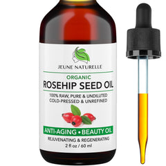 Jeune Naturelle huile de rose musquée – bouteille pure pour hydratation quotidienne.