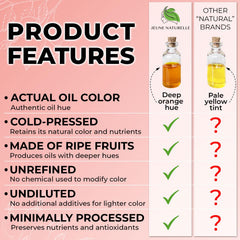 Jeune Naturelle huile de rose musquée – couleur orange profond pour effet lumineux.