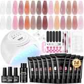 JEWHITENY kit-extension gel avec lampe 48W, idéal pour nail art à domicile.