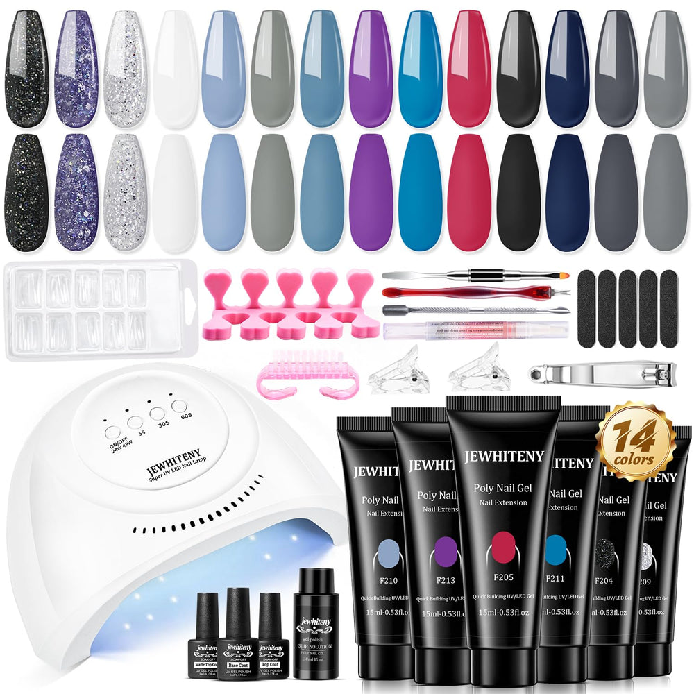 JEWHITENY kit-gel-ongles avec lampe 48W pour résultats salon à domicile