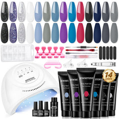 JEWHITENY kit-gel-ongles avec lampe 48W pour résultats salon à domicile