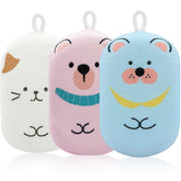 JielileHome loofah ours bleu, douceur et absorption pour le bain des enfants.