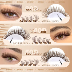 Cils JIMIRE en clusters bruns montrant les différents styles