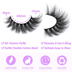Cils JIMIRE vison 17mm œil-de-chat volume pour un regard plus dense.