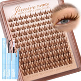 JIMIRE kit clusters cils marron – ensemble complet pour un look naturel à domicile