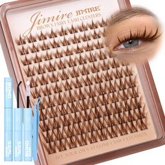 JIMIRE kit clusters cils marron – ensemble complet pour un look naturel à domicile