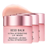 Beso Balm Masque lèvres de JLO BEAUTY, fini brillant vanillé et hydratant.