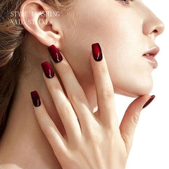 JMEOWIO Design ongles Yeux de chat rouge pour un style distinct.