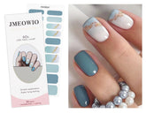 Jmeowio Gel Nail Stickers dégradé bleu paillettes, longue tenue possible