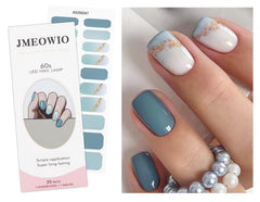 Jmeowio Gel Nail Stickers dégradé bleu paillettes, longue tenue possible
