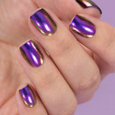 JMEOWIO Stickers Gel Ongles Laser Violet dans l'emballage, look rapide et durable.