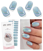 Stickers gel JMEOWIO bleu et violet avec paillettes pour un look durable.