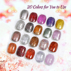 JODSONE: flacons vernis gel paillettes arc-en-ciel, résultat glamour et personnalisé.