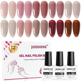 JODSONE set-vernis gel 12 pièces, palette de couleurs translucides, parfaite pour le bricolage à la maison.