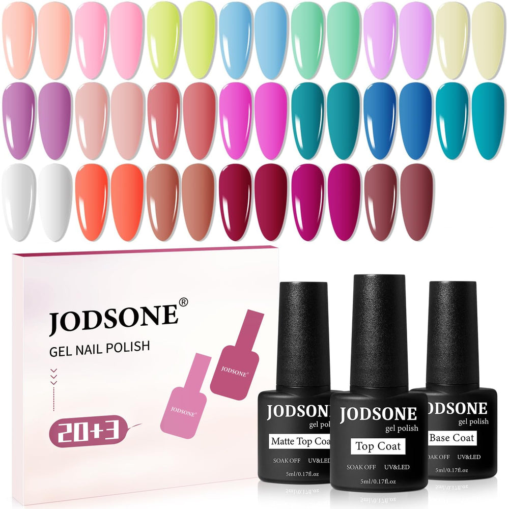 Palette JODSONE de 20 gels colorés pour ongles à domicile.
