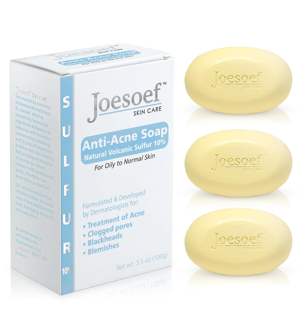 Savon anti-acné Joesoef au soufre volcanique 10% pour peau grasse.