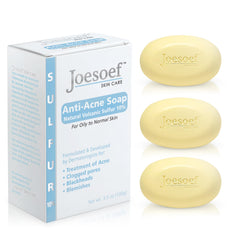 Savon anti-acné Joesoef au soufre volcanique 10% pour peau grasse.