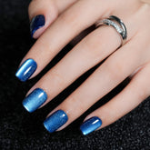 Ongles Jofay Fashion press-on bleus Cat Eye pour look chic